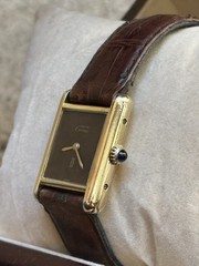 Vintage Must De Cartier Tank Manual Wind Brown Turtle Shell Dial 20.5x28mm SMALL
