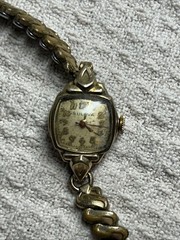 Bulova 1954 Ladies 16mm Cocktail Watch 10K Gold Filled Swiss Ticking /Band Broke