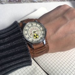 Radiation watch Pobeda Soviet watch Mechanical watch USSR with leather strap