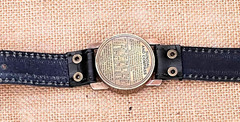 Antique Sundial Compass with Black Leather Band Watch Compass Nautical Camp Wear