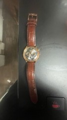 Fossil Men&rsquo;s Chronograph Date Analog Watch Black Dial Gold Case Brown Strap