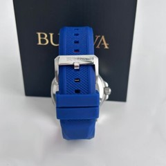 Bulova Marine Star 98A225 White Dial Red/Blue Rubber Strap Men&rsquo;s Automatic Watch