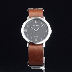 New Citizen Men&rsquo;s Watch 40mm Matte Black Solar Stylish Leather Belt Waterproof O