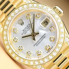 ROLEX LADIES PRESIDENT SILVER DIAMOND DIAL, DIAMOND BEZEL & LUGS 18K GOLD WATCH