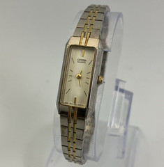 Citizen Tank Watch Womens 13mm Silver Gold Two Tone 5421-S91484 New Battery 7&Prime;