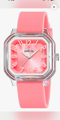 Invicta Celestial Women’s Quartz 39mm Square Clear Case Pink Dial Pink Band