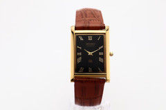 Vintage Seiko Slim Tank Quartz Men Black Face Dress Watch-Free Shipping 01
