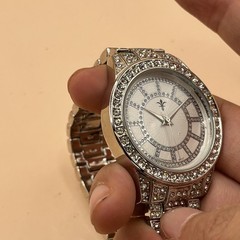 Unbranded Crystal Pave Watch Silver Tone Analog Quartz Singapore Movt
