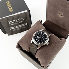 Bulova VWI Special Black Dial Green Nylon 96A259 Men Automatic Watch 39mm