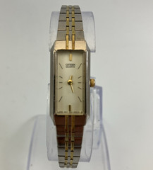Citizen Tank Watch Womens 13mm Silver Gold Two Tone 5421-S91484 New Battery 7&Prime;
