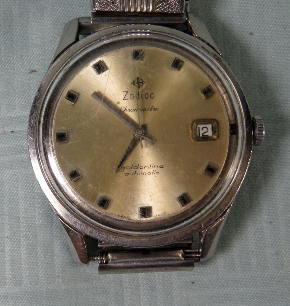 Vtg Zodiac Goldenline Automatic Men&rsquo;s Watch Running