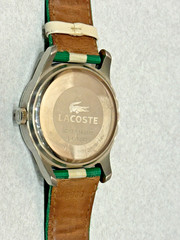 Lacoste Men&rsquo;s Leather / Cloth Watch White Dial Crocodile Logo – As Is