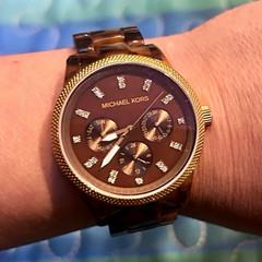 Michael Kors Gold and faux tortoiseshell Watch