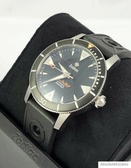 NEW Zodiac Super Sea Wolf Skin Diver Black Silver Automatic Watch ZO9214 NWT Box