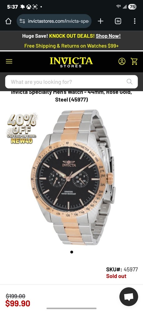Invicta Men&rsquo;s Special Quartz Multifunction Black Dial Two-tone Watch 45977