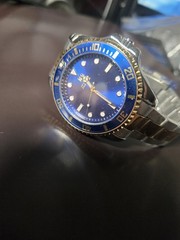 Montres Prestige Men&rsquo;s Quartz Blue Dial Unidirectional Bezel Two-Tone Bracelet