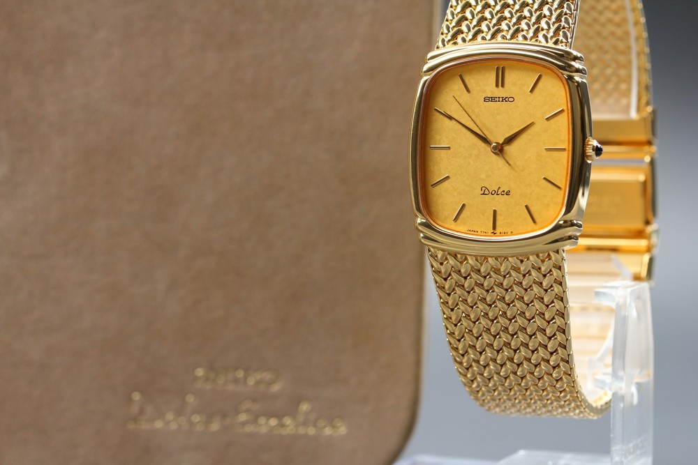 [Near MINT] SEIKO Dolce 7741-5110 26mm Gold Dial Quartz Men&rsquo;s Watch From JAPAN