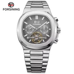 FORSINING Brand Tourbillon Men&rsquo;s Automatic Mechanical Stainless Steel Band Watch