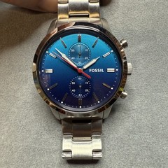 Fossil Watch Townsman Chronograph Silver with Blue Dial-FS5434