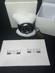 Slightly Used Gucci Sync YA137101 Black Rubber Band Gucci Logoed Dia Men&rsquo;s Watch