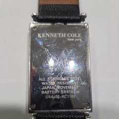 Kenneth Cole New York Rectangular Quartz Watch Gray Dial Black Leather Strap