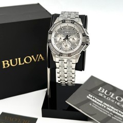 Bulova Octava Crystal 96C134 Silver Pave Dial Quartz Stainless Steel Men&rsquo;s Watch