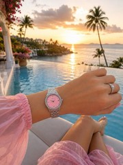 Invicta Women&rsquo;s Quartz 32-35.9mm Stainless Steel Pink Dial 50m Watch Box