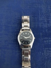 Silver Stainless Steel Watch Black Dial Quartz Casual Men Women Fashion Wristwat