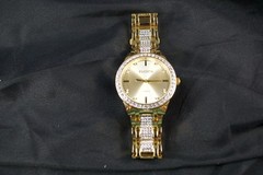 « The First Deal Watch » Elgin Gold Tone 218 Crystals Mens Watch w/Box & New Batt