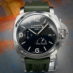 Panerai Luminor 1950 GMT PAM00321 44mm Steel Power Reserve Black Dial Watch