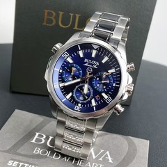 Men&rsquo;s Bulova Marine Star Blue Dial Chronograph 96B256 Quartz New Watch 43mm