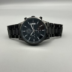 CRRJU Mens Watch 42mm Black Dial Black Stainless Chronograph Date 2214 8.25&Prime;