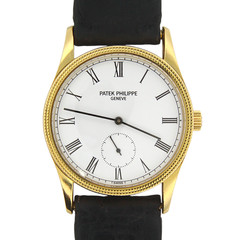 Patek Philippe Calatrava 31mm Clou De Paris Hobnail Bezel Manual Wind 18k Gold