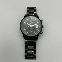 CRRJU Mens Watch 42mm Black Dial Black Stainless Chronograph Date 2214 8.25&Prime;