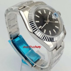 40mm sterile black blue dial date Roman sapphire glass automatic mens watch