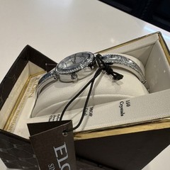 Elgin Women’s Quartz Analog Oval Watch Mother of Pearl Dial Silver Bracelet NIB