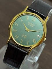 Vintage Seiko Slim Men&rsquo;s Wrist watch-Green Roman Dial