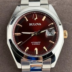 Bulova Surveyor Automatic Watch 39mm Red Dial Stainless Steel Men&rsquo;s Watch 98B422