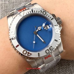 40mm Bliger Blank Black White Blue dial NH35 Automatic Mens Watch Sapphire glass