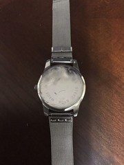 Women’s Silver Tone Quartz Analog Wristwatch Mesh Band Gray Dial Gem-Set Bezel