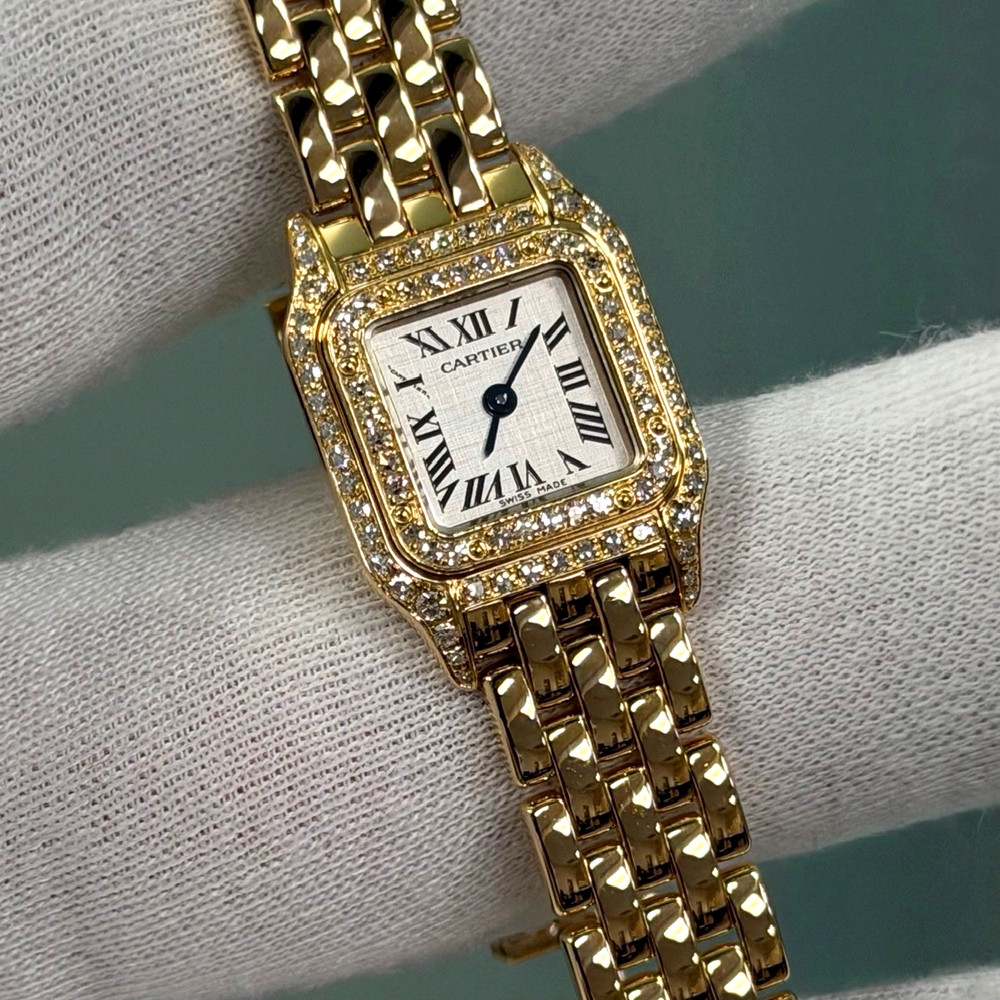 Cartier Panthere Mini 2360 WF3141B9 17mm Diamond Bezel Lugs 18k Yellow Gold Box