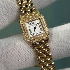 Cartier Panthere Mini 2360 WF3141B9 17mm Diamond Bezel Lugs 18k Yellow Gold Box