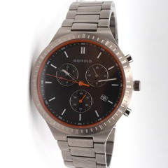 Bering Titan Men&rsquo;s Titanium Black Dial Chronograph Quartz Watch 11743-709