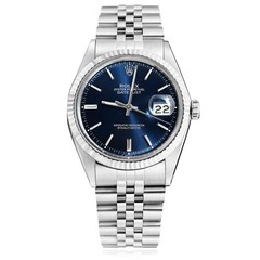 36mm Rolex Datejust 1601 18K White Gold Bezel Dark Blue Dial Jubilee Men&rsquo;s Watch