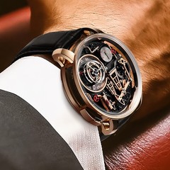 PINDU Men&rsquo;s Luxury Dress Watch 45.5mm Steel Sapphire Crystal Luminous Waterproof