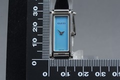[Near MINT w/Box Paper] GUCCI 1500L 13mm Blue Dial Bangle Quartz Women&rsquo;s Watch