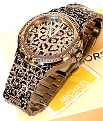 MICHAEL KORS MK7408 Lennox Animal Pavé SILVER-Tone Ladies Watch BNWT G/Box $550