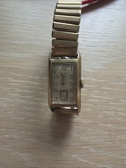 Vintage Elgin Curved 14K Gold Filled Wrist Watch Tank Case Sub-Second Dial