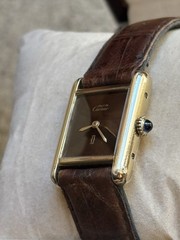 Vintage Must De Cartier Tank Manual Wind Brown Turtle Shell Dial 20.5x28mm SMALL