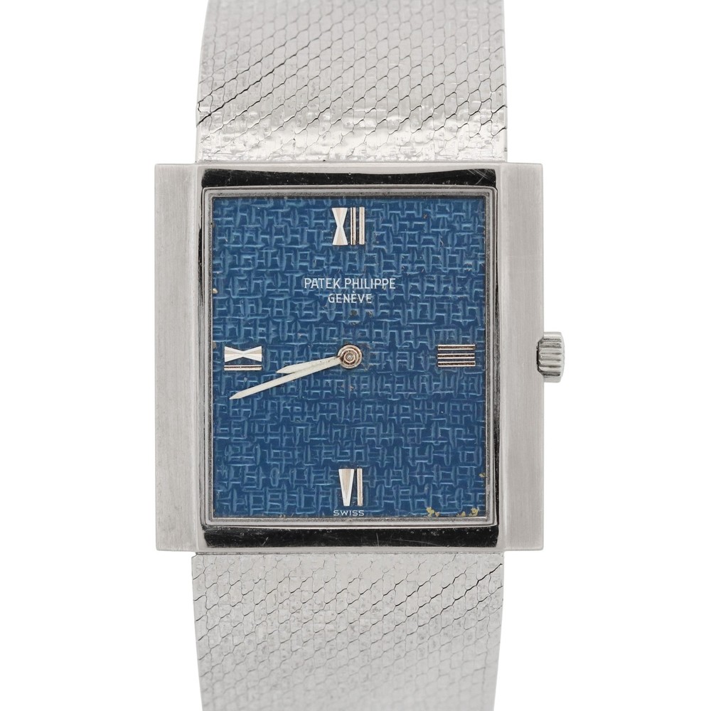 VINTAGE Patek Philippe BLUE Gondolo 26mm 18K White Gold Manual Watch 3571/1
